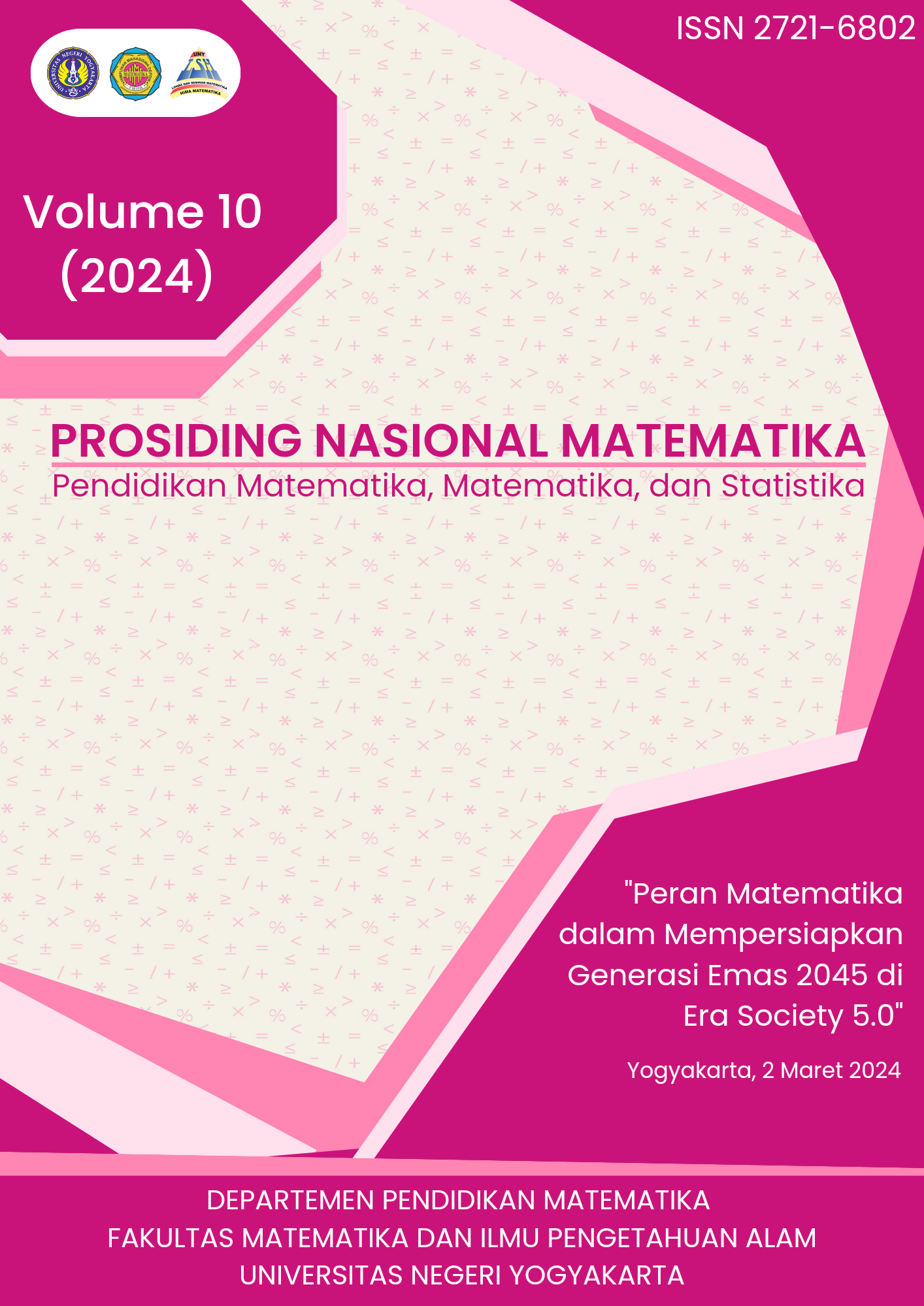 					View Vol. 10 (2024): Seminar Nasional Pendidikan Matematika dan Matematika
				