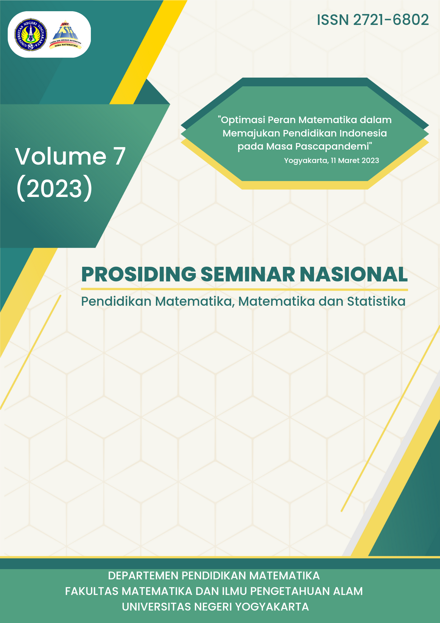 					View Vol. 7 (2023): Seminar Nasional Pendidikan Matematika dan Matematika
				